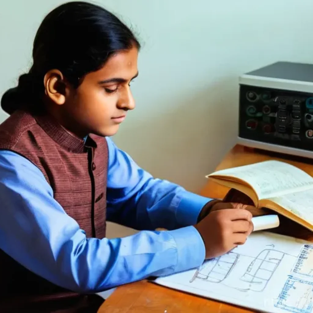 전자기기 시험 전날 최종 정리법 - **Prompt:** "A young South Asian student, aged around 16, with a focused and determined expression, ...