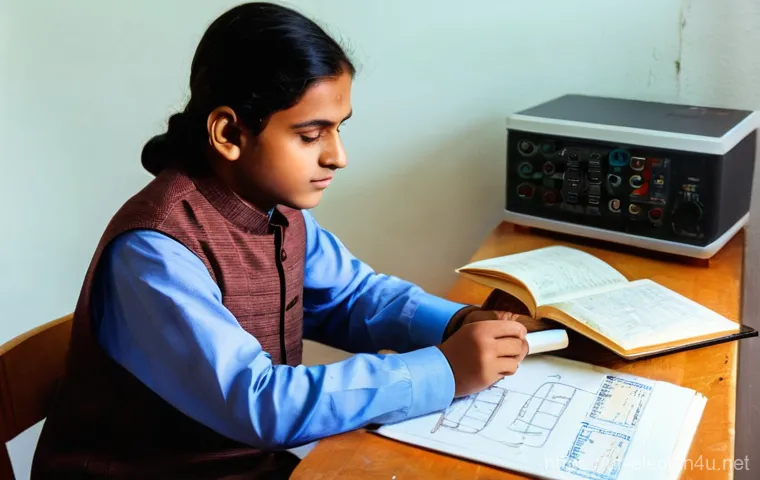 전자기기 시험 전날 최종 정리법 - **Prompt:** "A young South Asian student, aged around 16, with a focused and determined expression, ...