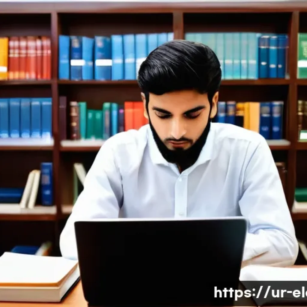 전자기기 자격증 시험일정 확인법 - A focused Pakistani student, either male or female, is diligently seated at a clean wooden desk in a...