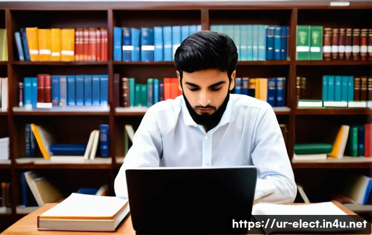 전자기기 자격증 시험일정 확인법 - A focused Pakistani student, either male or female, is diligently seated at a clean wooden desk in a...