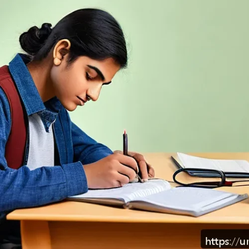 전자기기 실기 시험 주의사항 - A detailed scene of a young South Asian student in a well-lit, organized study room preparing for an...