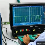 전자기기 자격증 대비 실습 방법 - A professional electronics laboratory setting in Pakistan, showcasing a skilled technician using a m...